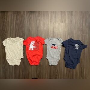 Carter's Baby Boy Red, Cream , Gray and Blue Bodysuits bundle size 3/6 months